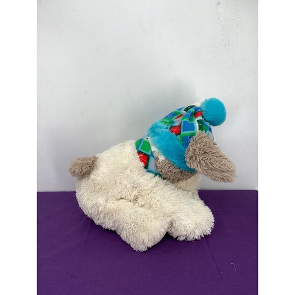 Hug Fun International 14 Inch Winter Puppy Dog White Tan Blue Green Plaid Plasti - Picture 2 of 6